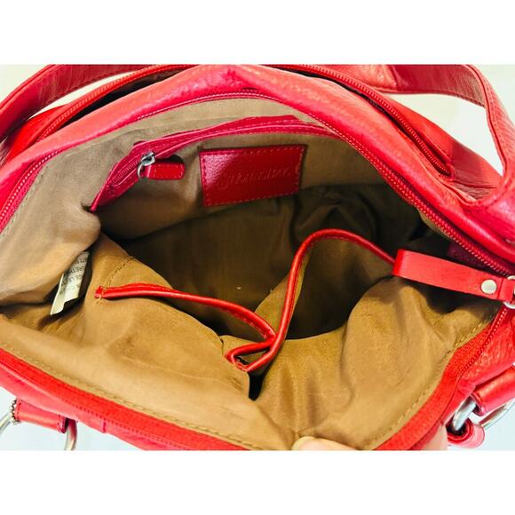 St. John’s Bay Red Leather Shoulder Bag Horsebit Buckle Hobo Satchel Vintage Y2K - Picture 7 of 10